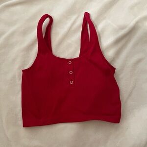 Red Ribbed Crop Top
